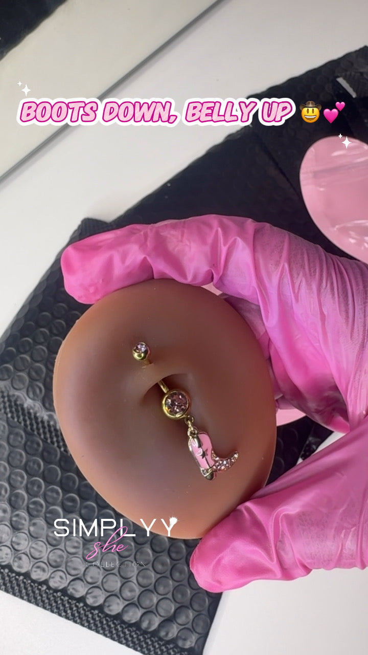 Hot girl rodeo belly ring