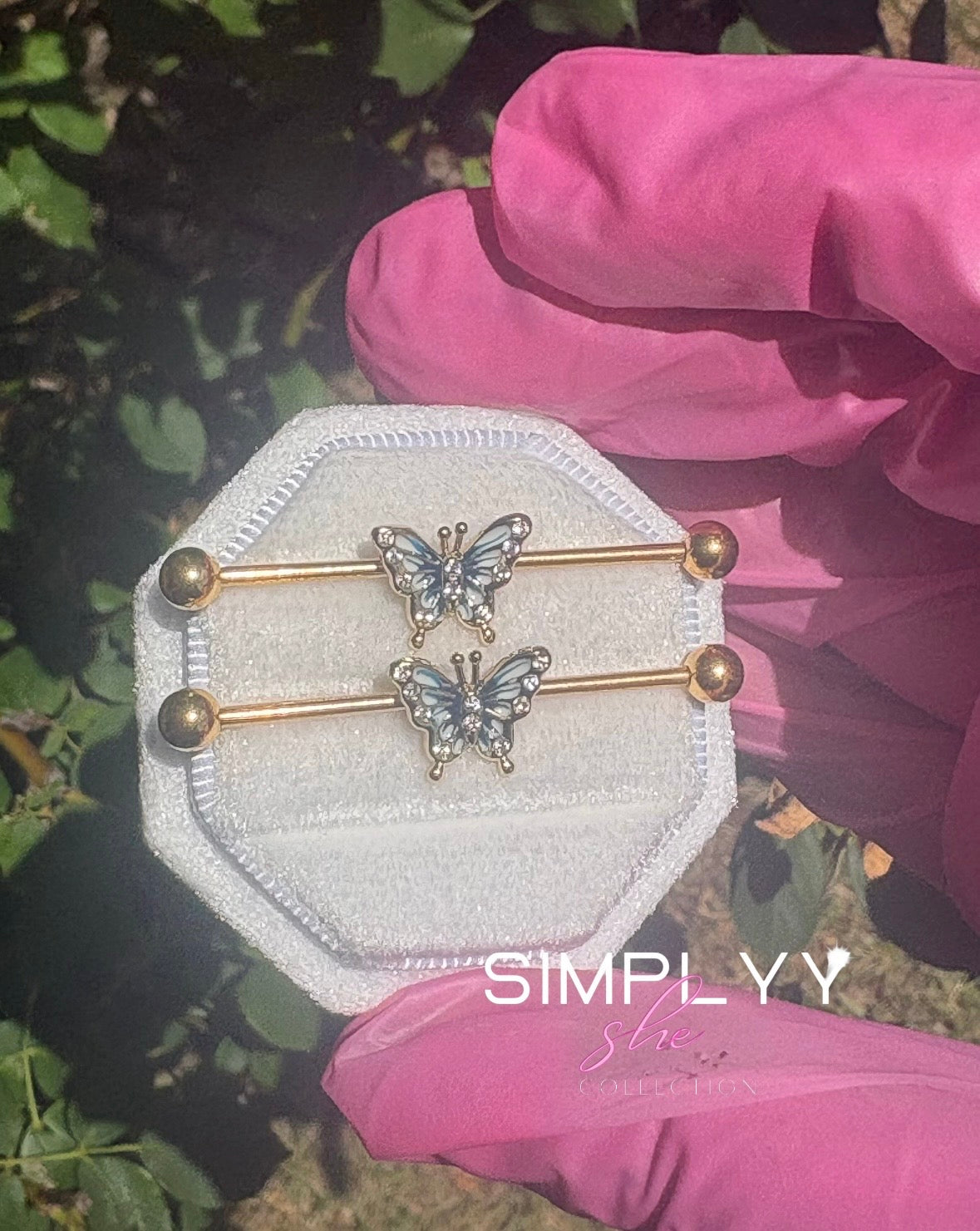 Sky jewel butterfly industrial ring
