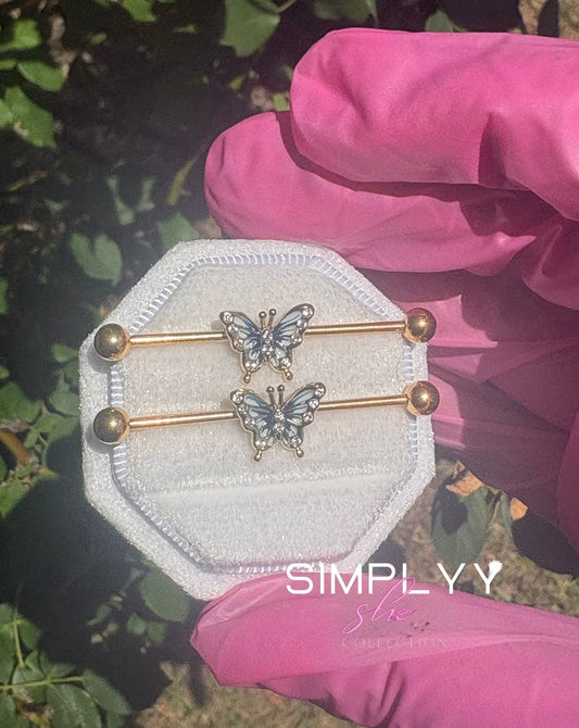 Sky jewel butterfly industrial ring